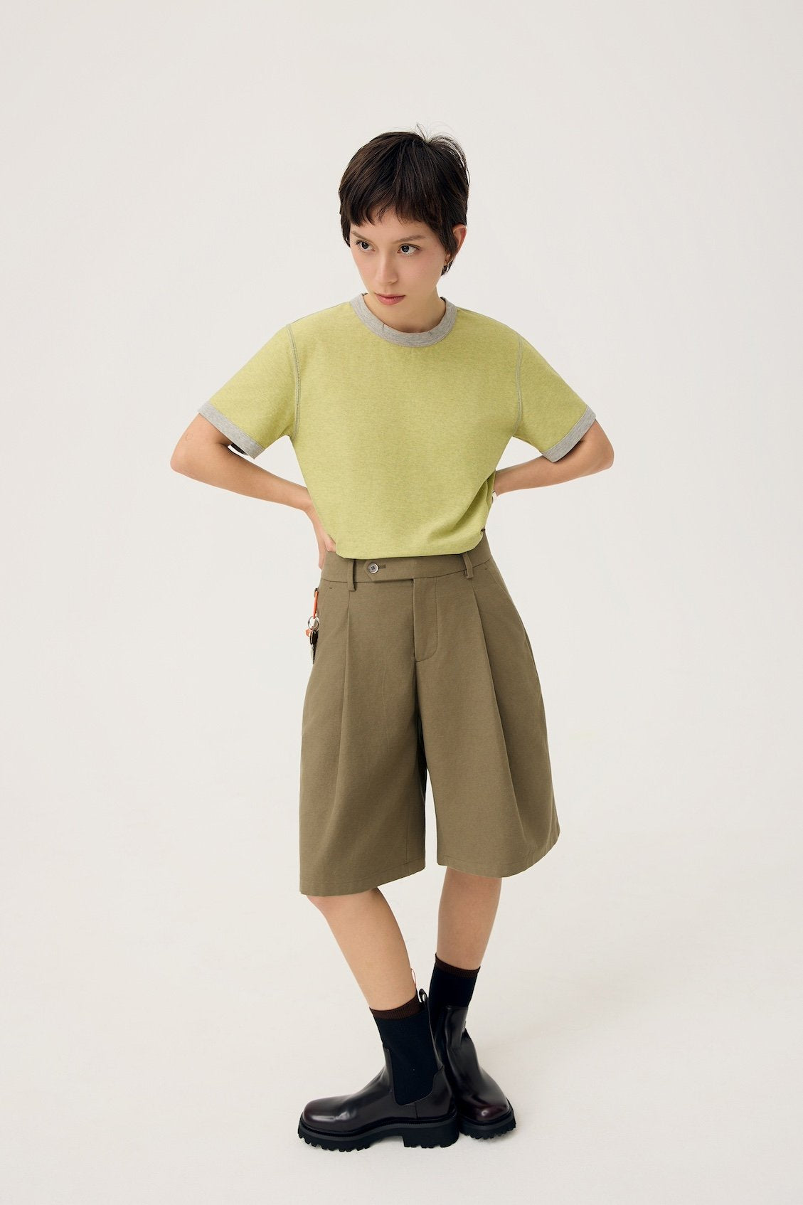3EIGHTH | Everyday Reversible Tee In Zinc Grey & Lemon Fizz