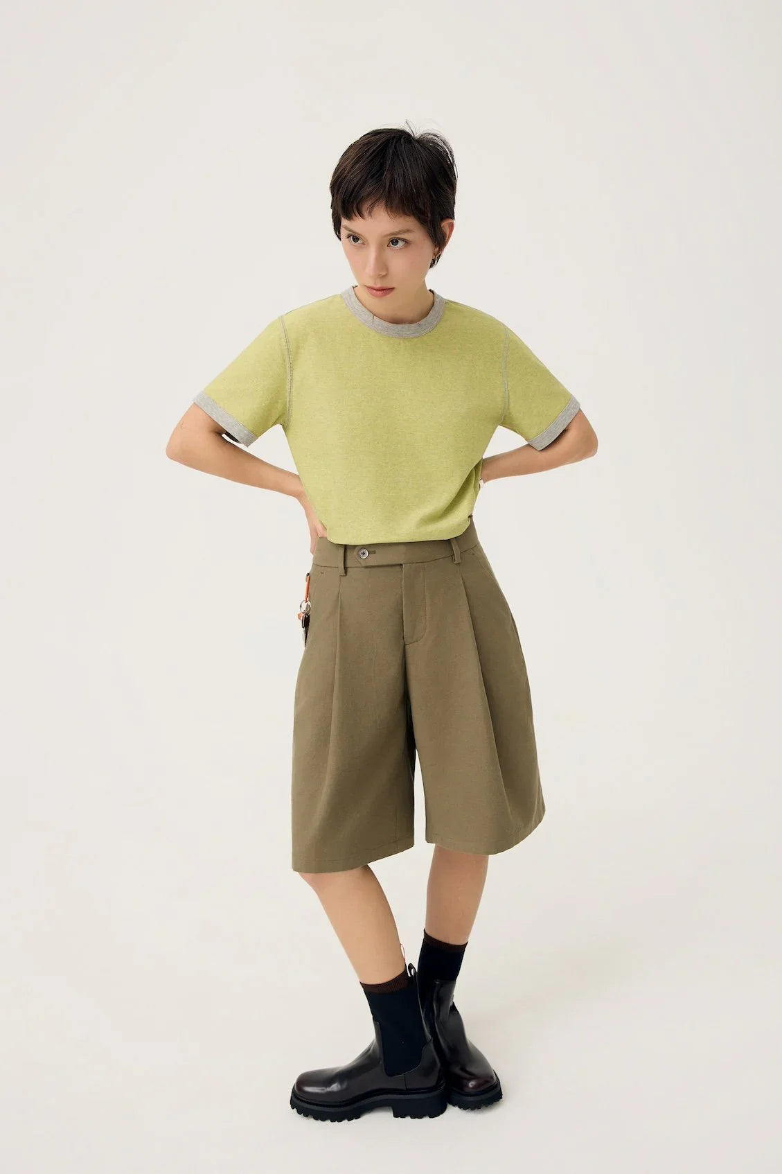 3EIGHTH | Everyday Reversible Tee In Zinc Grey & Lemon Fizz