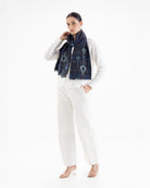 QUEENMARK | AN Patola Ikat Print Cosmic Navy