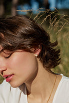 RINA LEE | Golden Rutile Quartz Stud Earrings | 18K Gold Vermeil