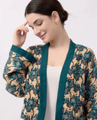 STUDIO QILING | Kitsune Teal Desert Reversible Cropped Kimono