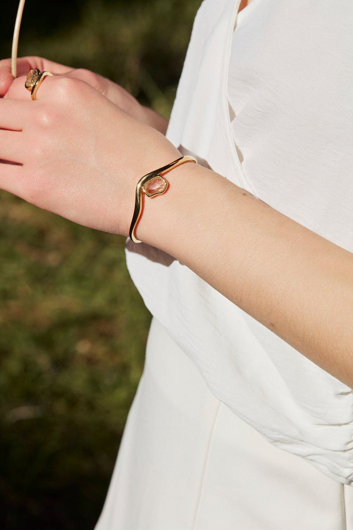RINA LEE | GOLDEN Rutile Quartz Cuff Bracelet | 18K Gold Vermeil