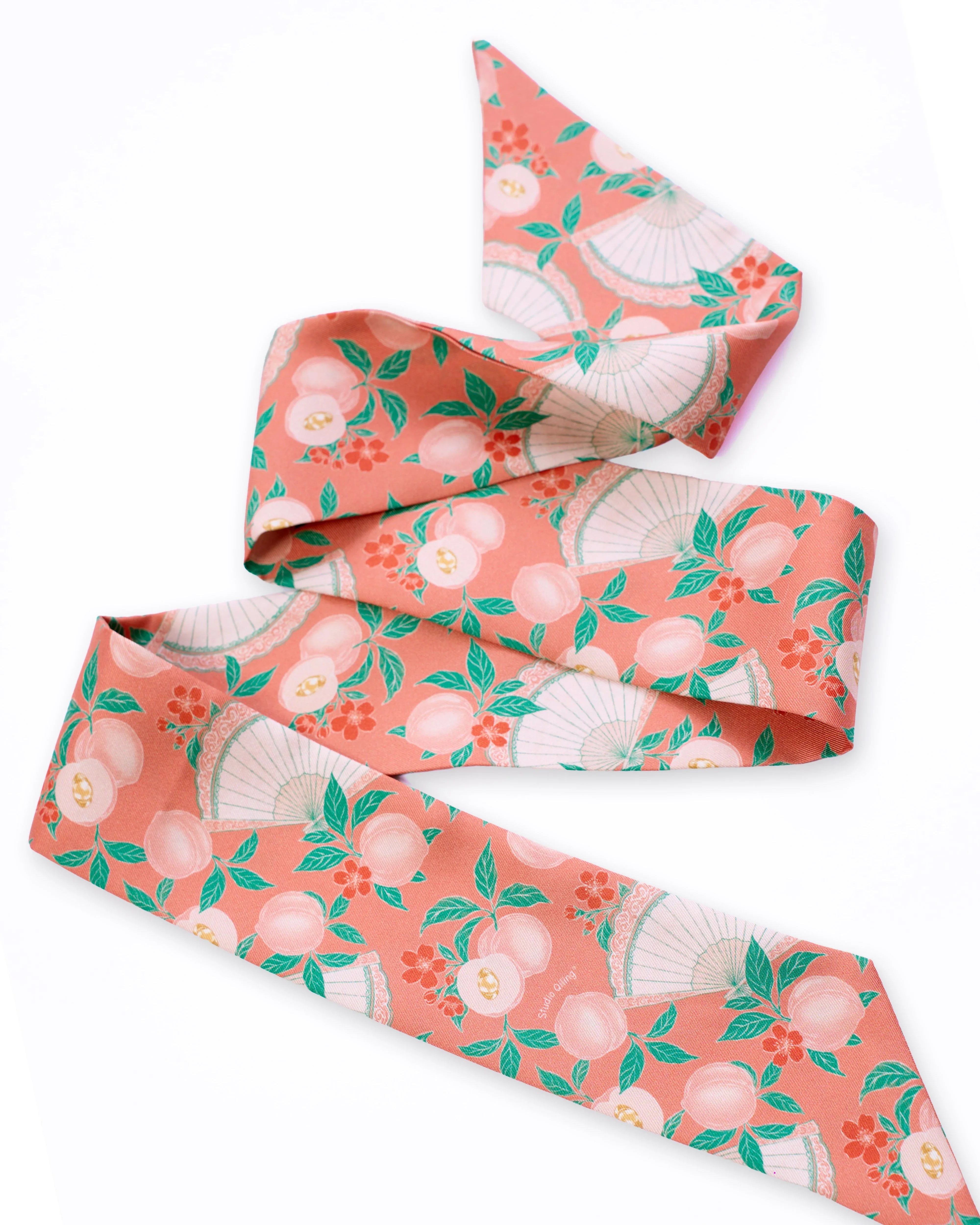 STUDIO QILING | Golden Peaches Coral Silk Bandeau 100