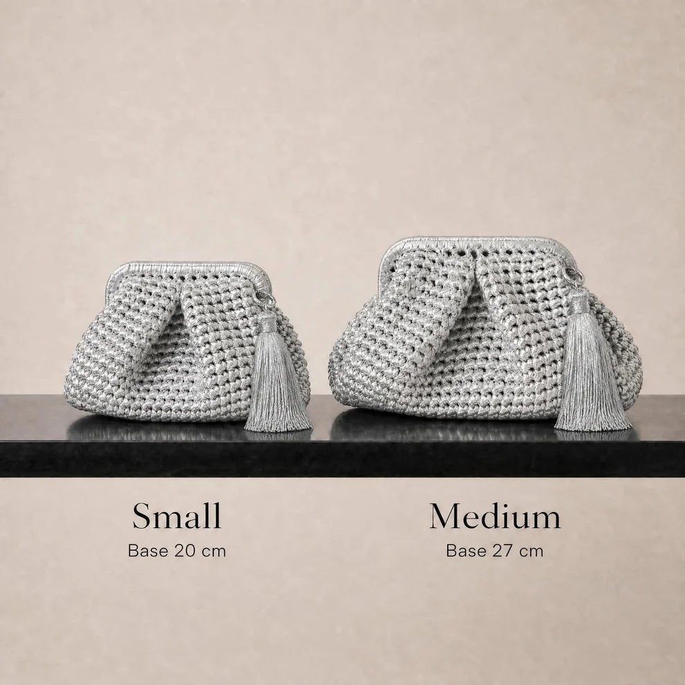 DESTI SAINT | Metallic Weave Clutch | Silver