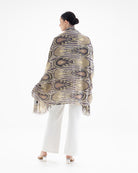 QUEENMARK | AN Patola Ikat Print Beige Blue Stripes
