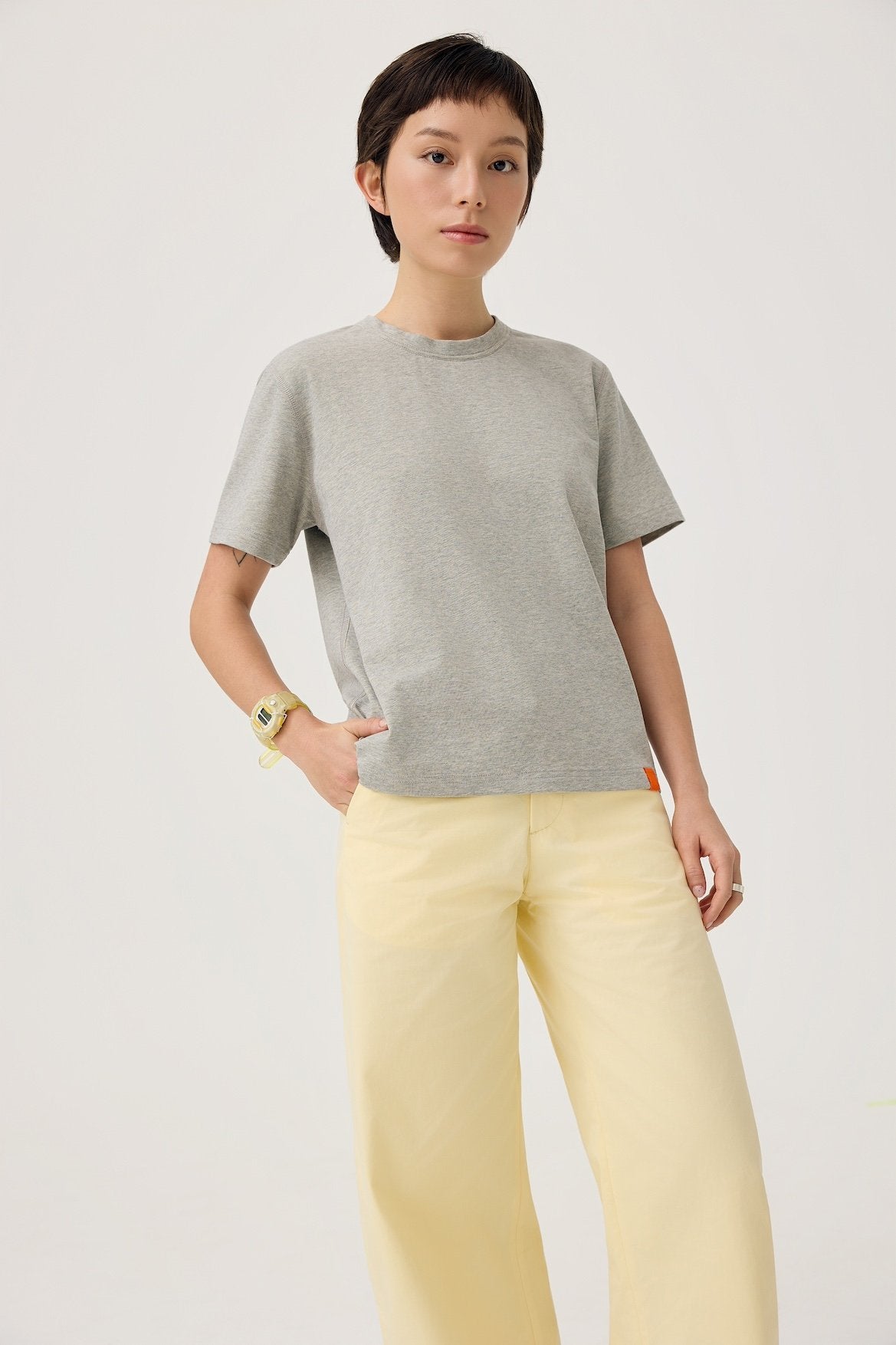 3EIGHTH | Everyday Reversible Tee In Zinc Grey & Lemon Fizz