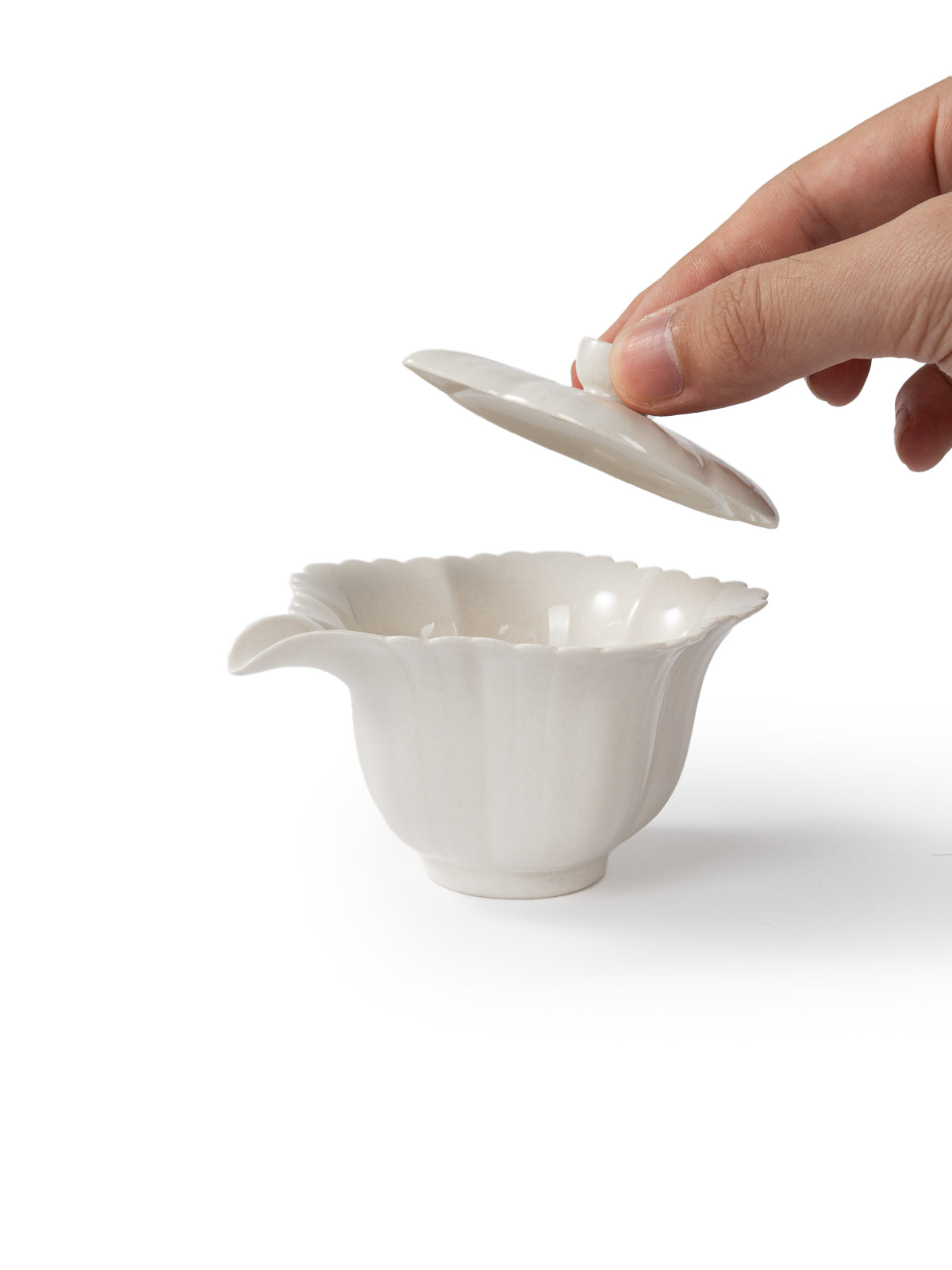 CRAFILAB | Ash Gray & Small Floral Edge Five & Petal Teapot