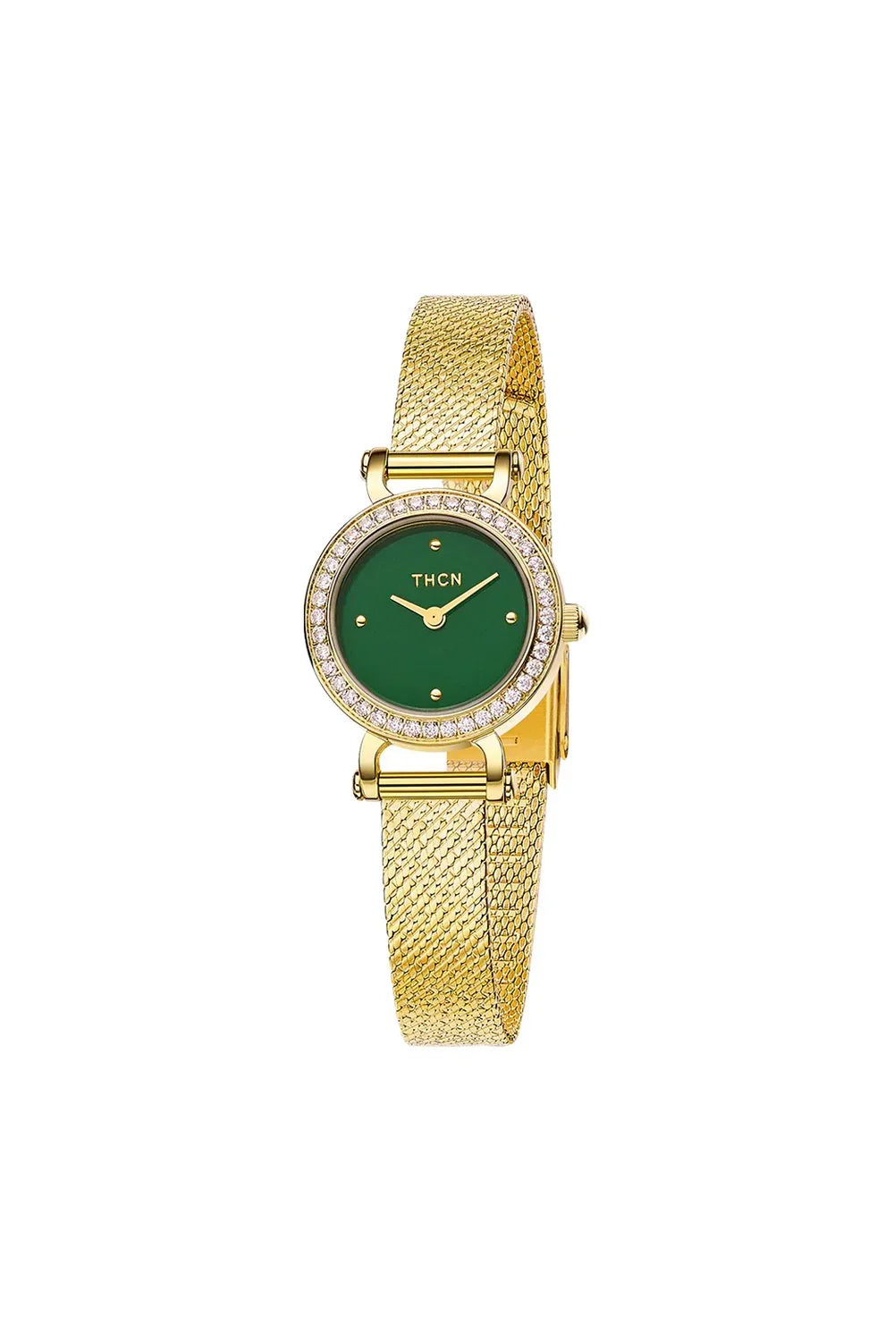 BLACK BY BLUE BRAVE | THCN C· I Eggshell Green Dial Gold Mesh Band Watch