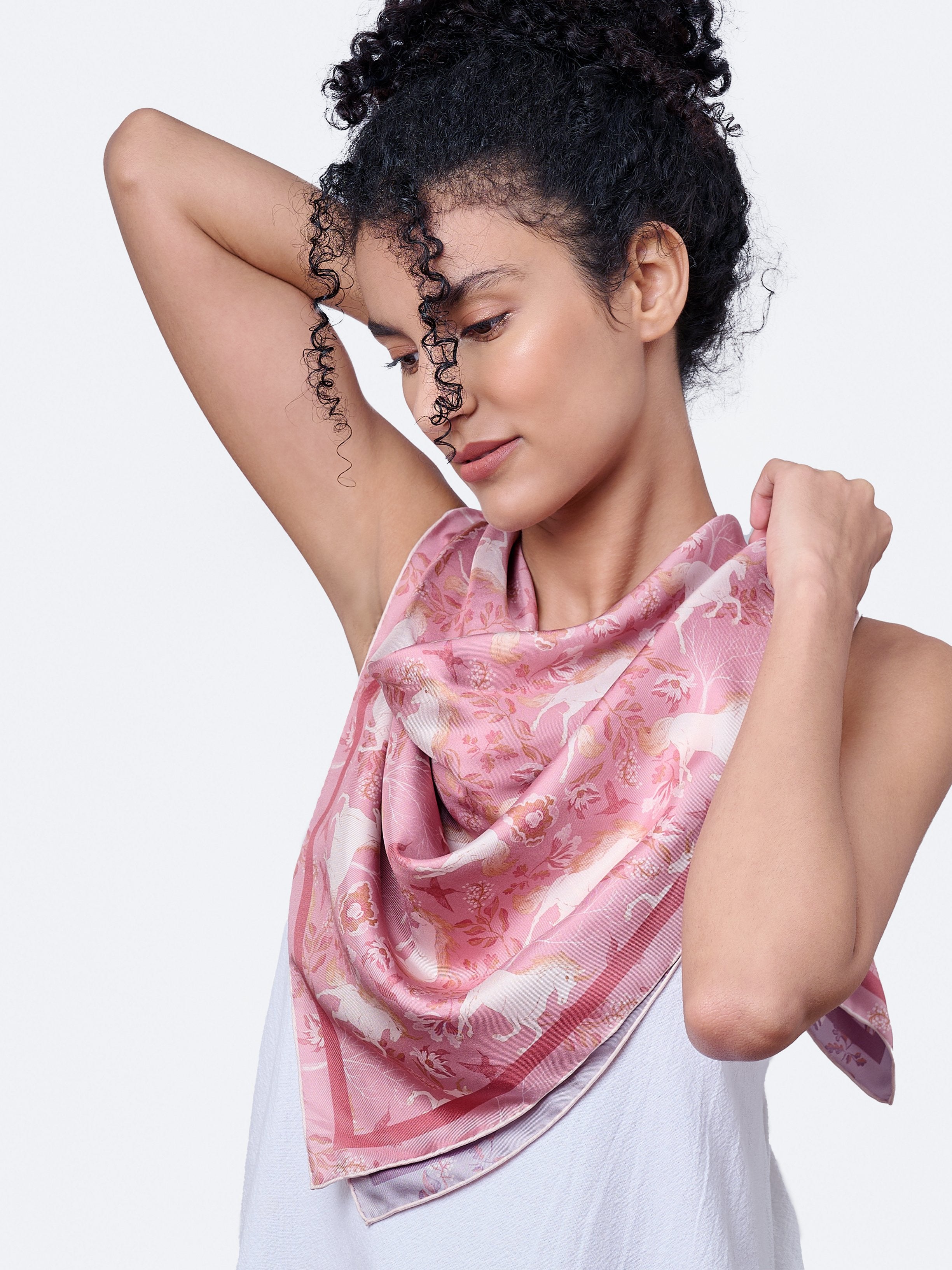 STUDIO QILING | Unicorn Spring Magic Double Side Silk Scarf 100