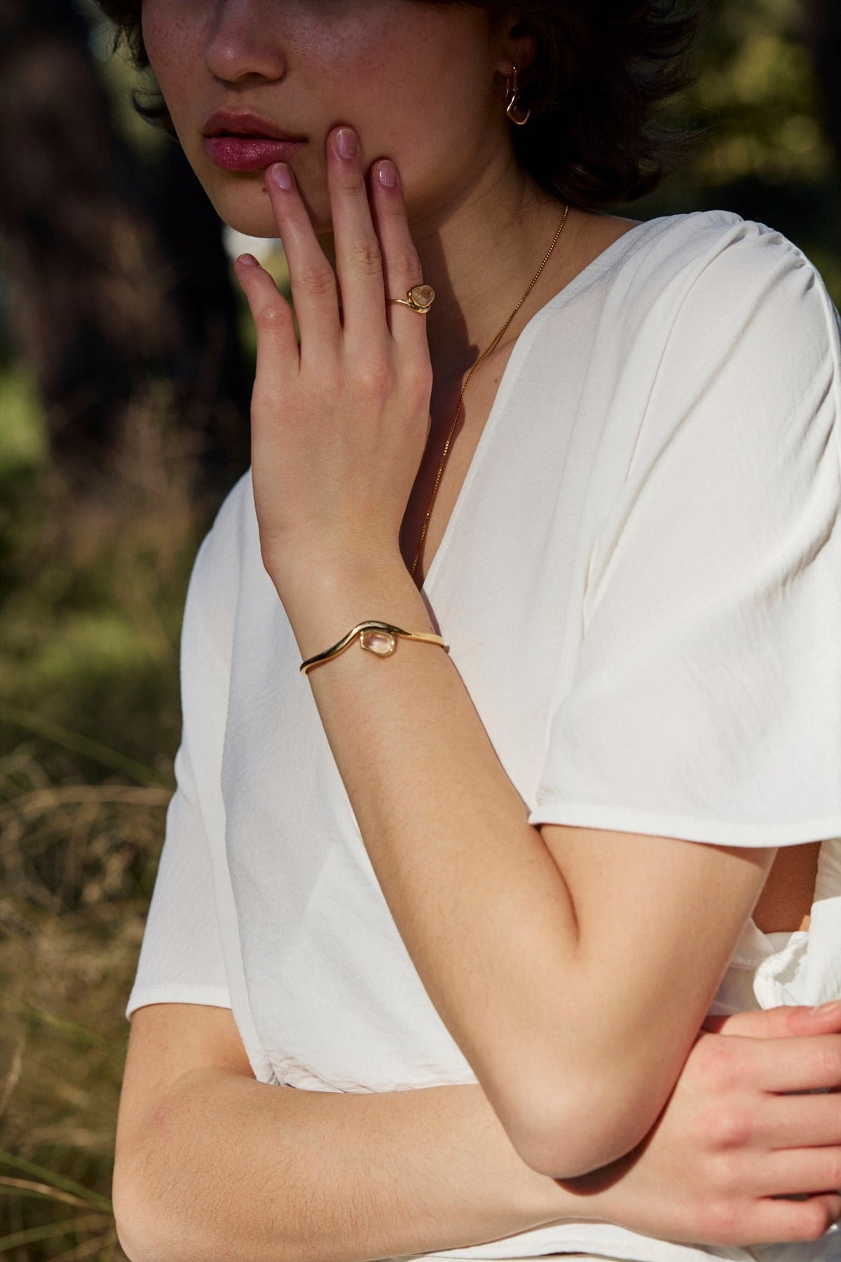 RINA LEE | GOLDEN Rutile Quartz Cuff Bracelet | 18K Gold Vermeil