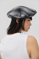 3EIGHTH | Kage Beret in Black Tartan Double Gauze