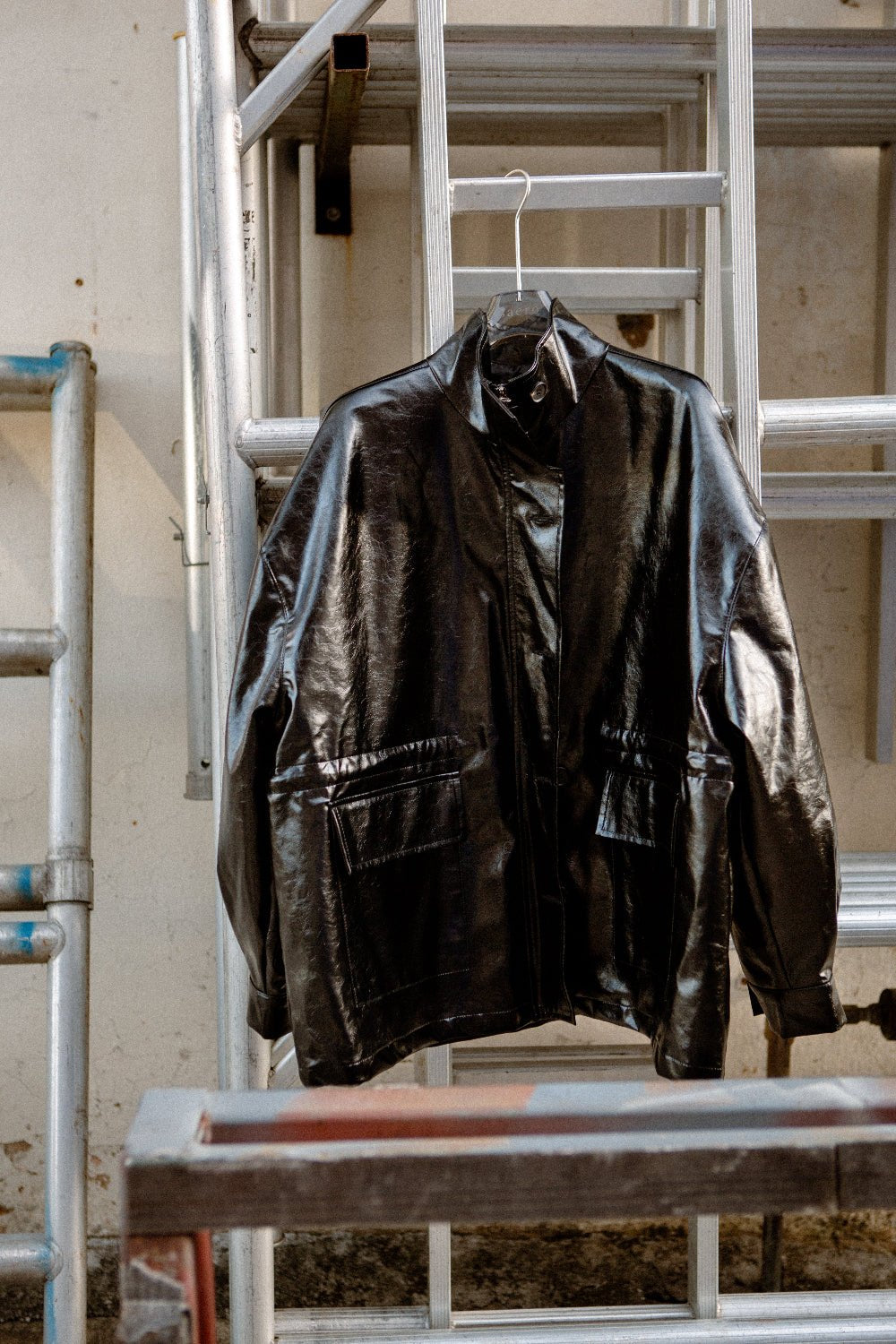 SAERO COLLECTIVE | Ryu Oversized Lacquer Jacket | Black