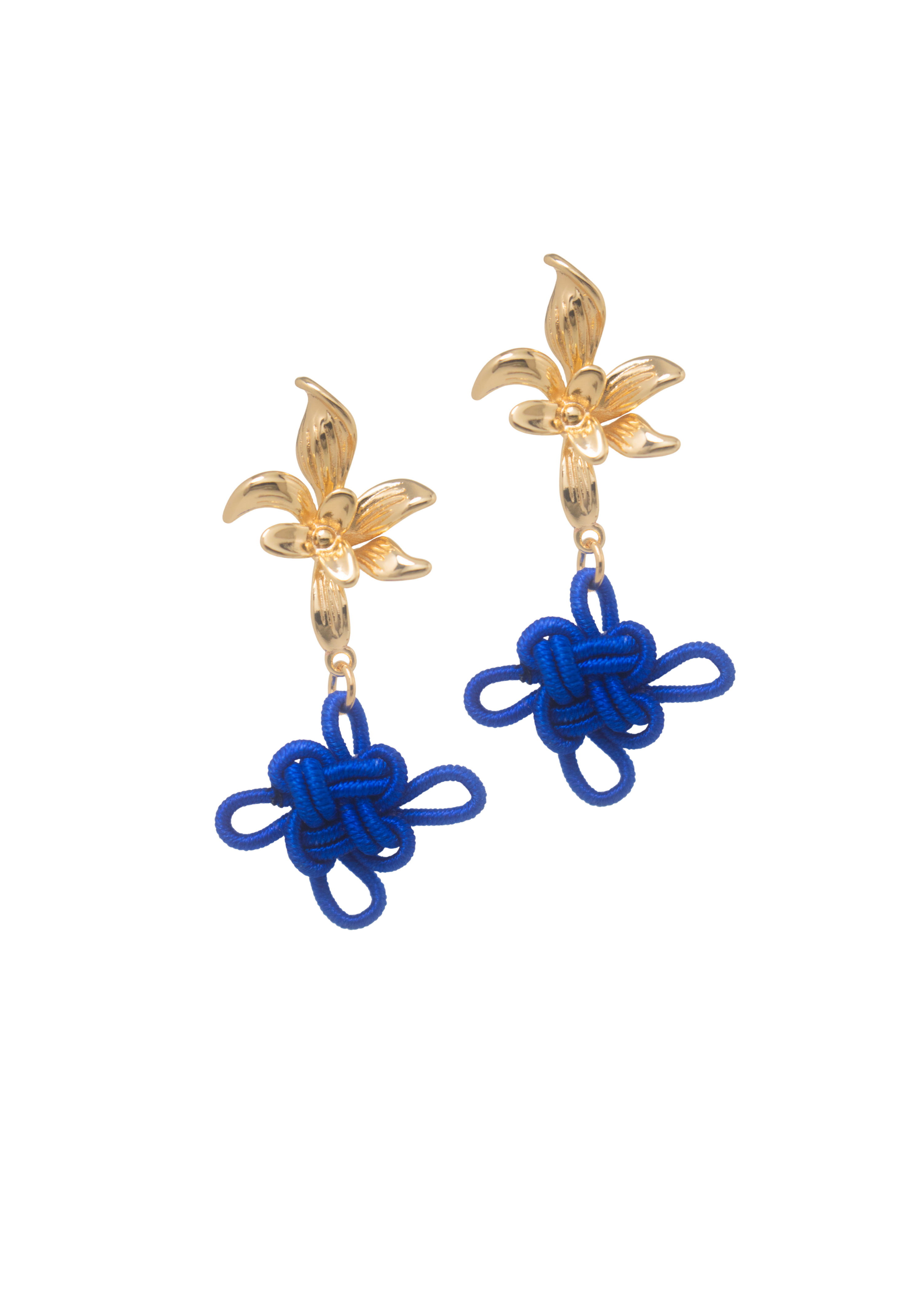 THE ANTECEDENT STORE | Orchid Auspicious Knots - Small Blue Earrings