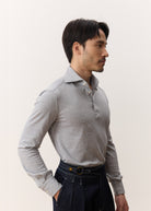 HOUSE OF ANON | Theo Spread Collar Long Sleeve Polo, Pique