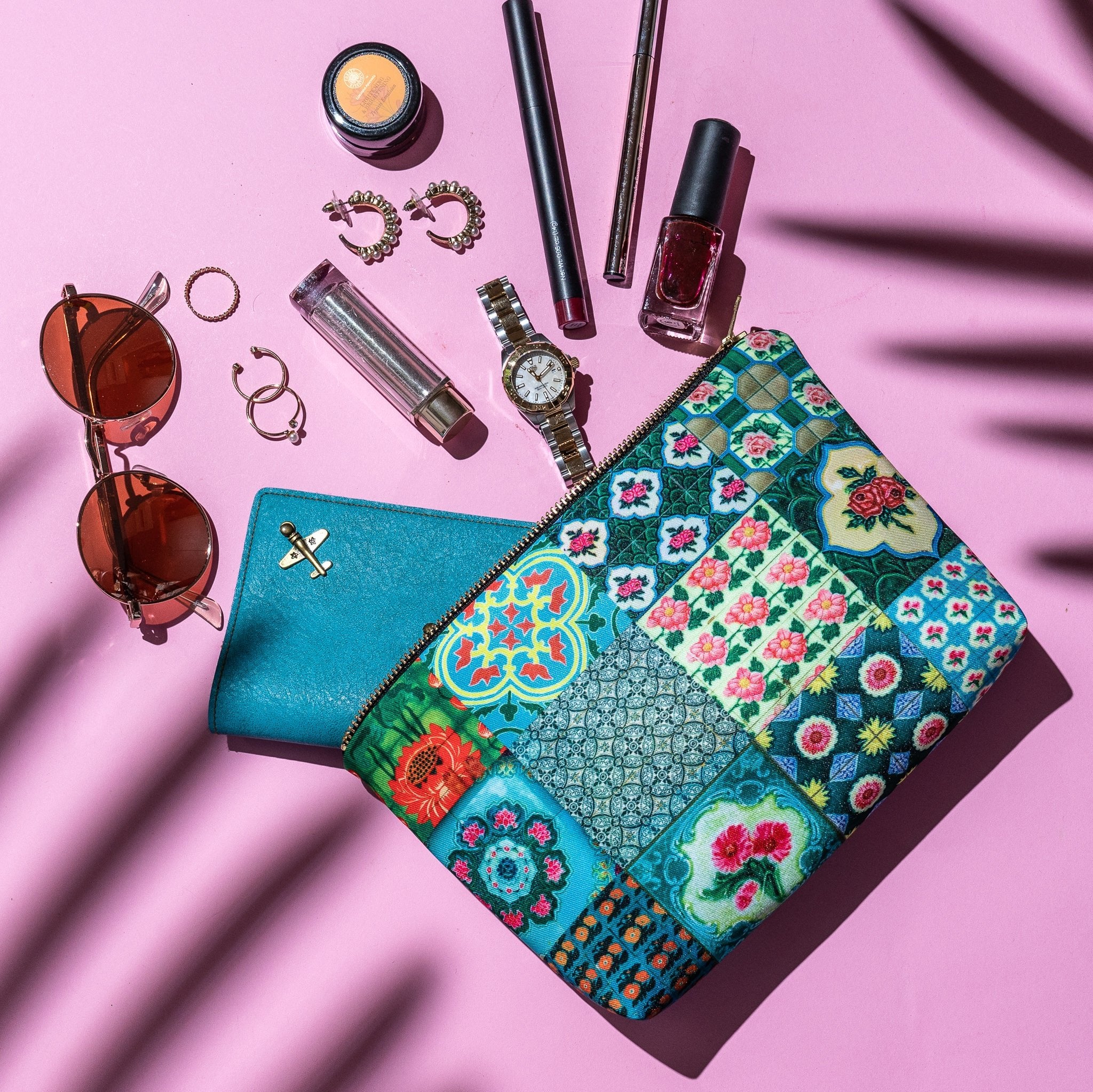 PHOTO PHACTORY | Peranakan Tiles Design Travel Pouch | Emerald