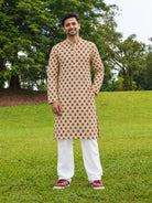 NIMBU | Zia Coral & Gold Men Kurta Pajama