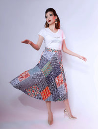 PHOTO PHACTORY | Peranakan Pleated Midi Skirt | Ash Black