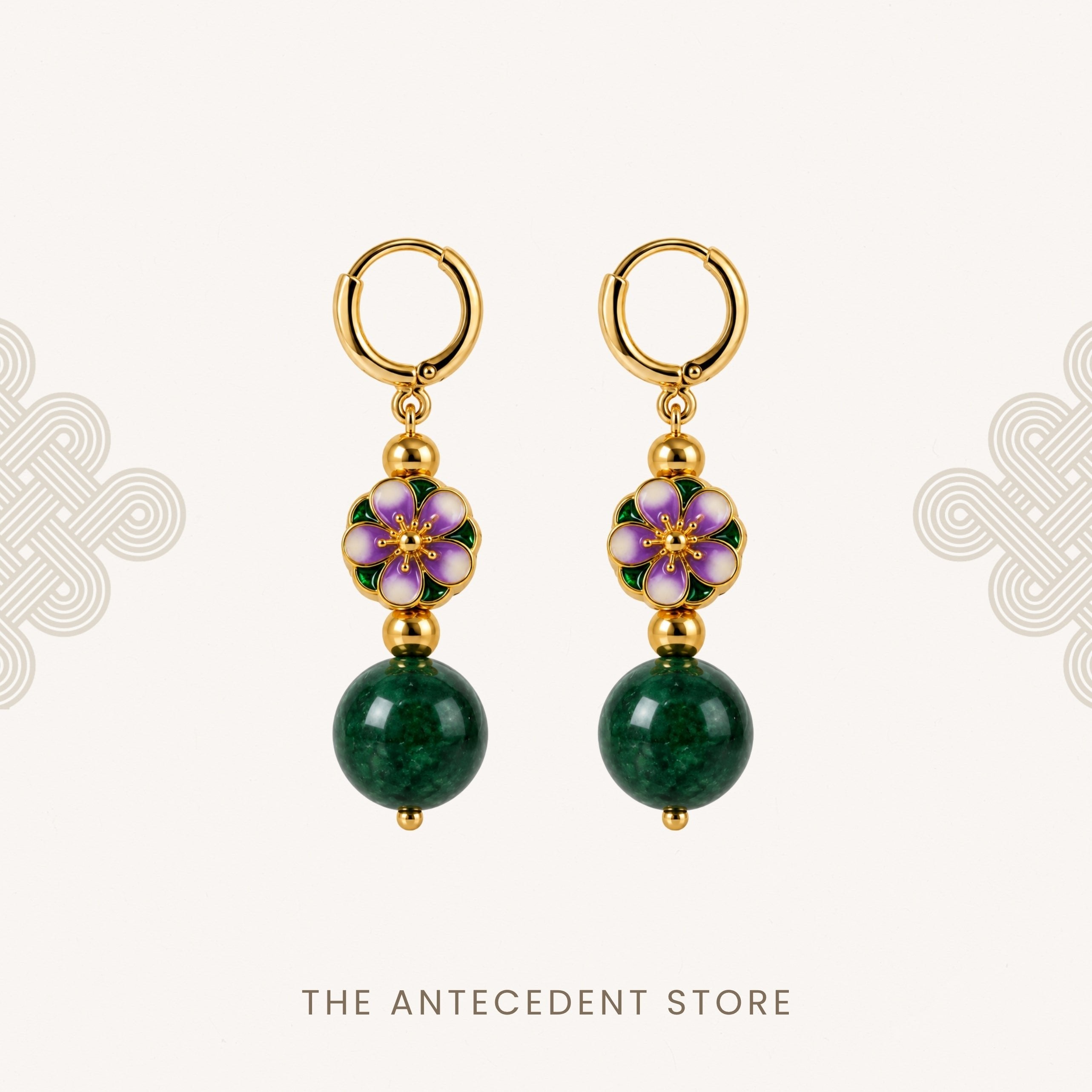 THE ANTECEDENT STORE | Oriental Blossom Green Chalcedony Earrings
