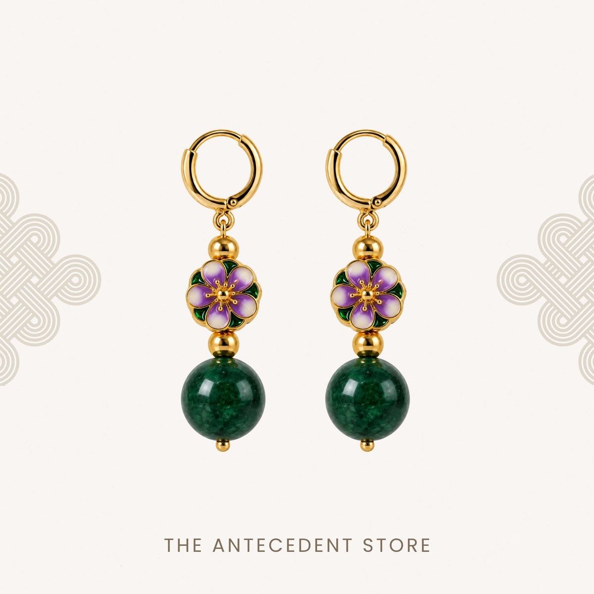 THE ANTECEDENT STORE | Oriental Blossom Green Chalcedony Earrings
