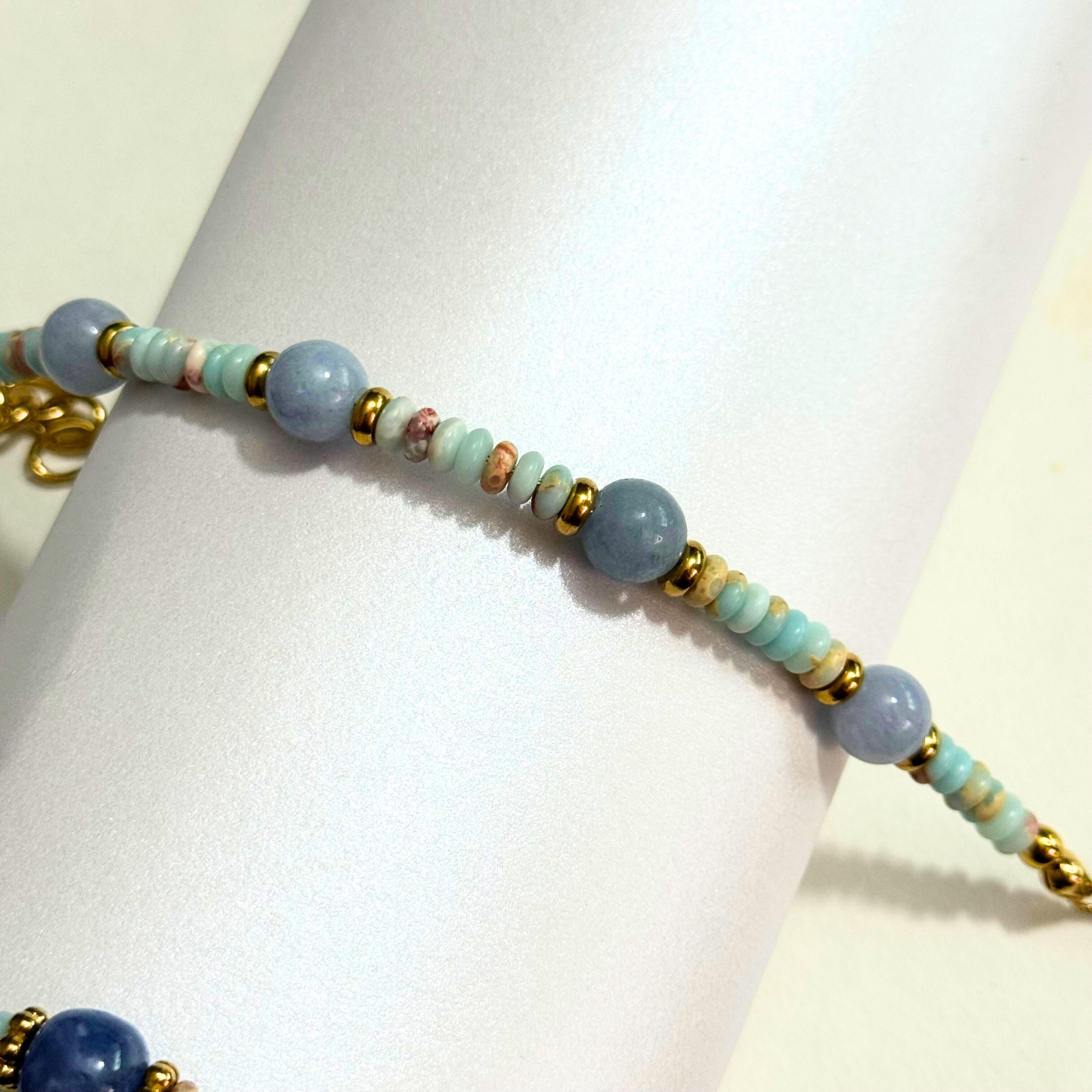 THE ANTECEDENT STORE | B - Peace & Grounding Pagodite With Aquamarine Crystal Bracelet