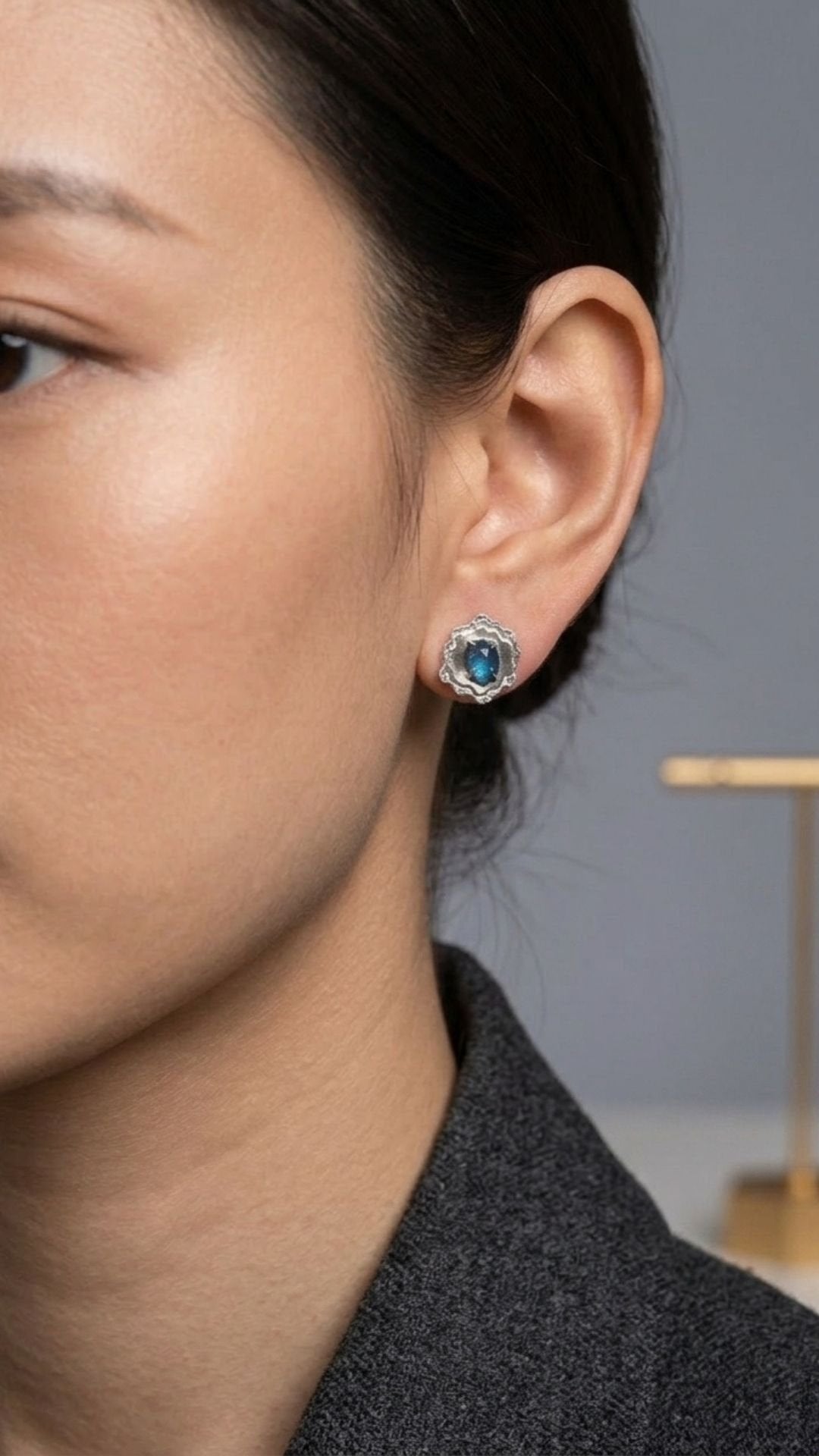 CREATIVE JEWELLERY STUDIO | "Landscape" Rosecut Kyanite, Silver Earrings by Lithosphere Jewels