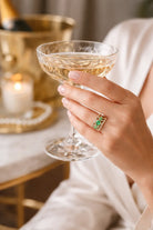 FOUNDATION JEWELLERS | 750 Y/G Peranakan Natural Diamond & Emerald Ring With 'Floral' Motif 3.80gm, Em4-0.41ct, D6 - 0.10ct Size: HK 13.0