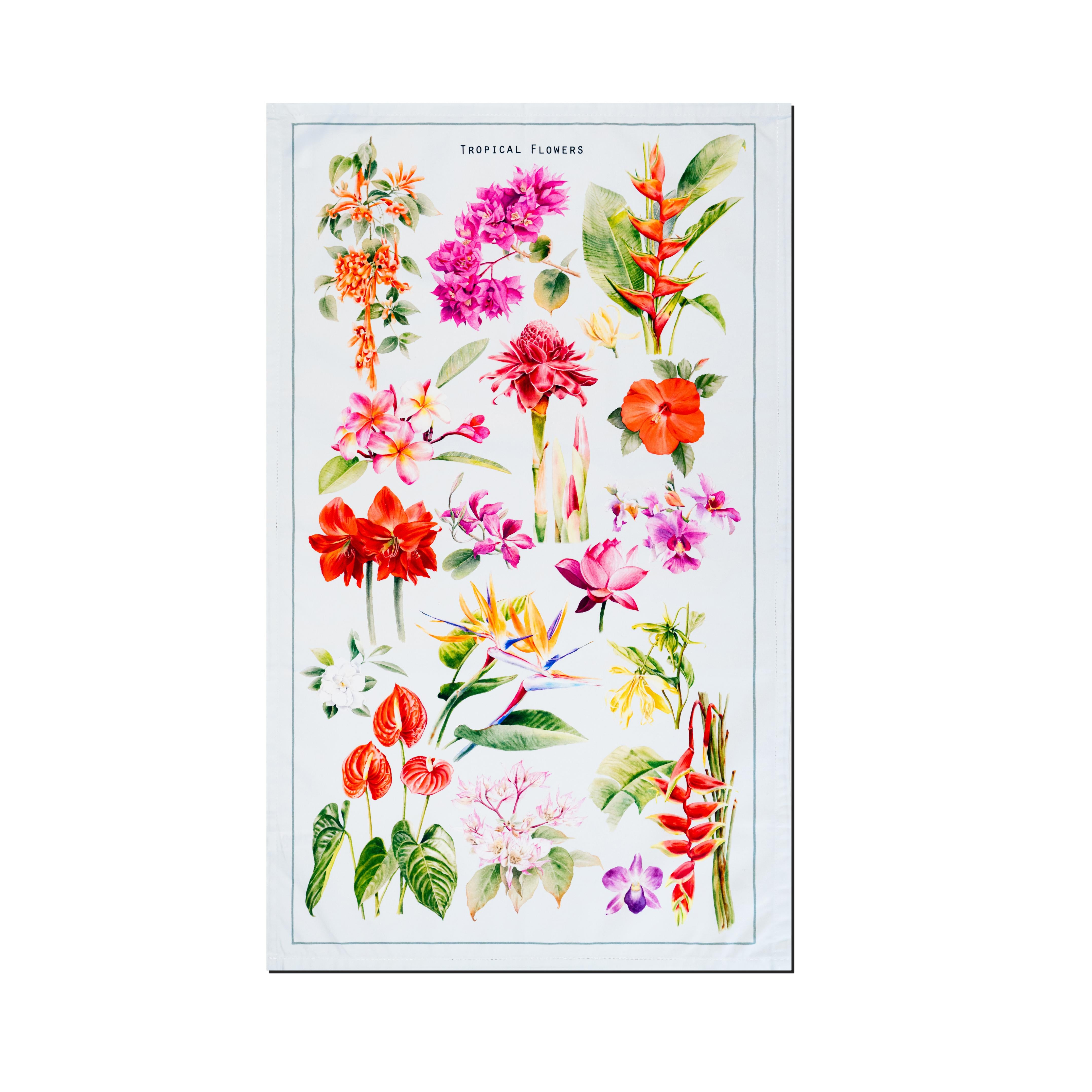 SINGLAPA | Tropical Flowers Vertical Tea Towel