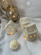 CERAMICS BY JAS | 16. Handmade Ceramic House Luminary Textured White - S