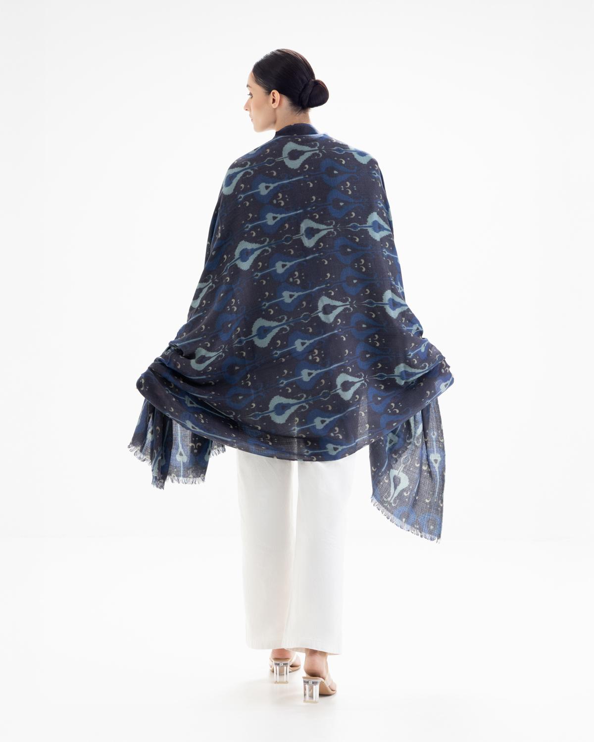 QUEENMARK | AN Patola Ikat Print Cosmic Navy