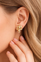 FOUNDATION JEWELLERS | 750 Y/G Peranakan Natural Diamond Ear Stud "Flower" 3.24gm, D16-0.36ct