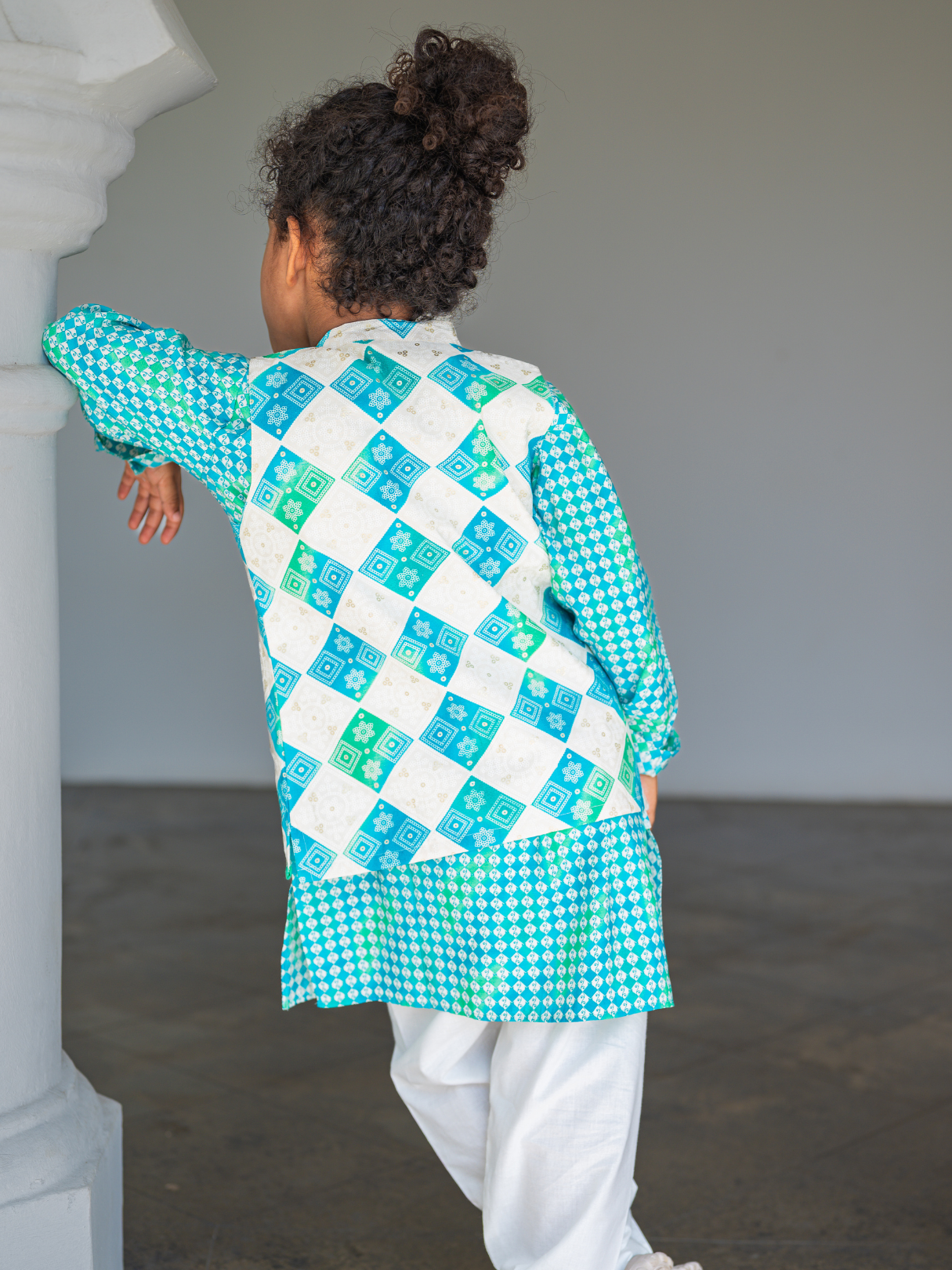 NIMBU | Shan Aqua Boys Kurta Jacket Set in Muslin Cotton