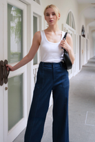 OLIVE BASICS | Jesse Wide-Leg Pocket Pants In Denim TENCEL