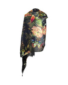 QUEENMARK | AN Printed Shawl 2024 Assorted Black Butterfly Flower