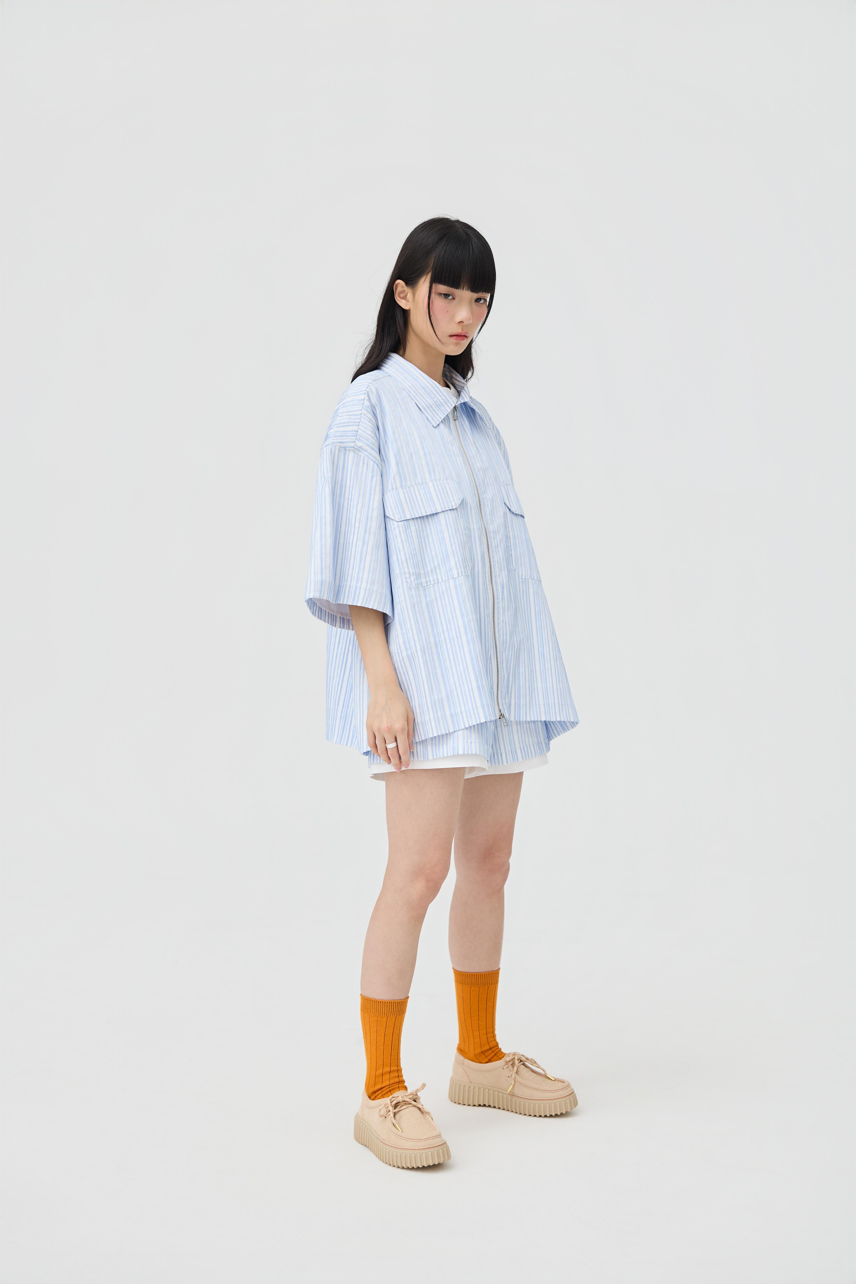 3EIGHTH | Fuwa Jacket In Blue Seersucker