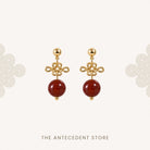 THE ANTECEDENT STORE | Auspicious Ruyi Knot with Red Agate Earrings