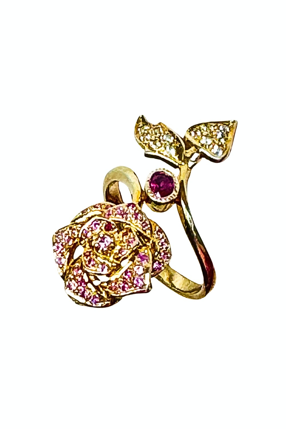 CREATIVE JEWELLERY STUDIO | Ruby, Pink & Light Blue Sapphire, Gold Plated Silver Ring by Blissadora