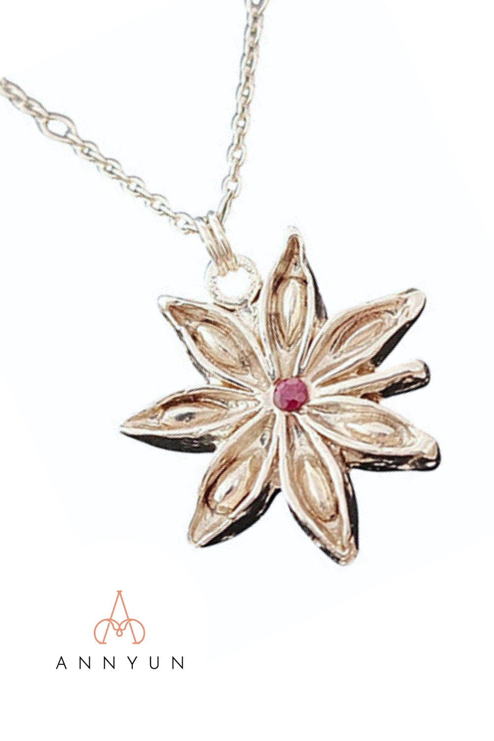 CREATIVE JEWELLERY STUDIO | Ruby, Silver Star Anise Pendant Necklace by Annyun