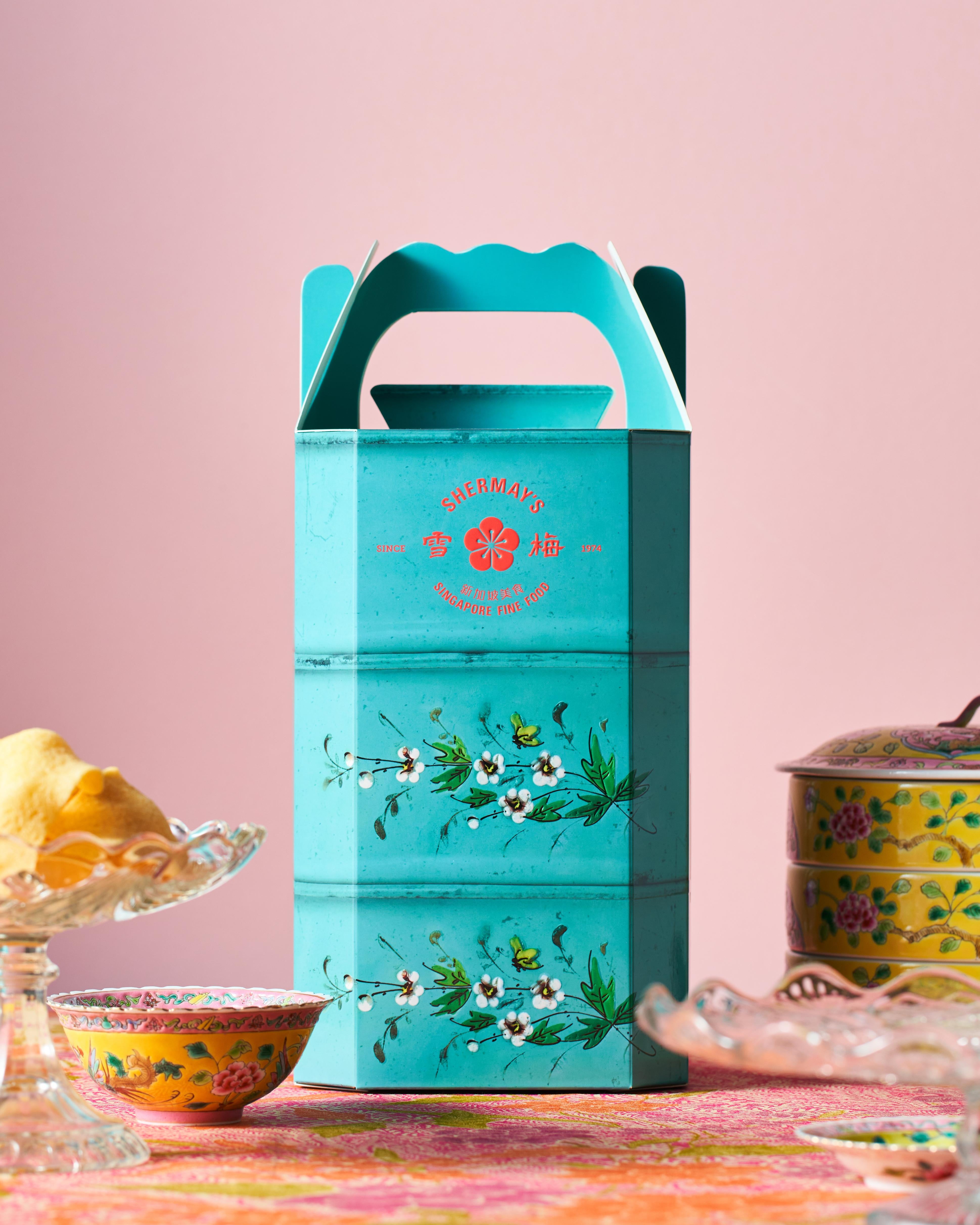 SHERMAY'S SINGAPORE FINE FOOD | Vintage Teal Tingkat Gift Set - Seafood