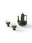 CRAFILAB | White Jade Clay Porcelain - Dark Green - Song Banquet Sake Set (1 Pot, 2 Cups)