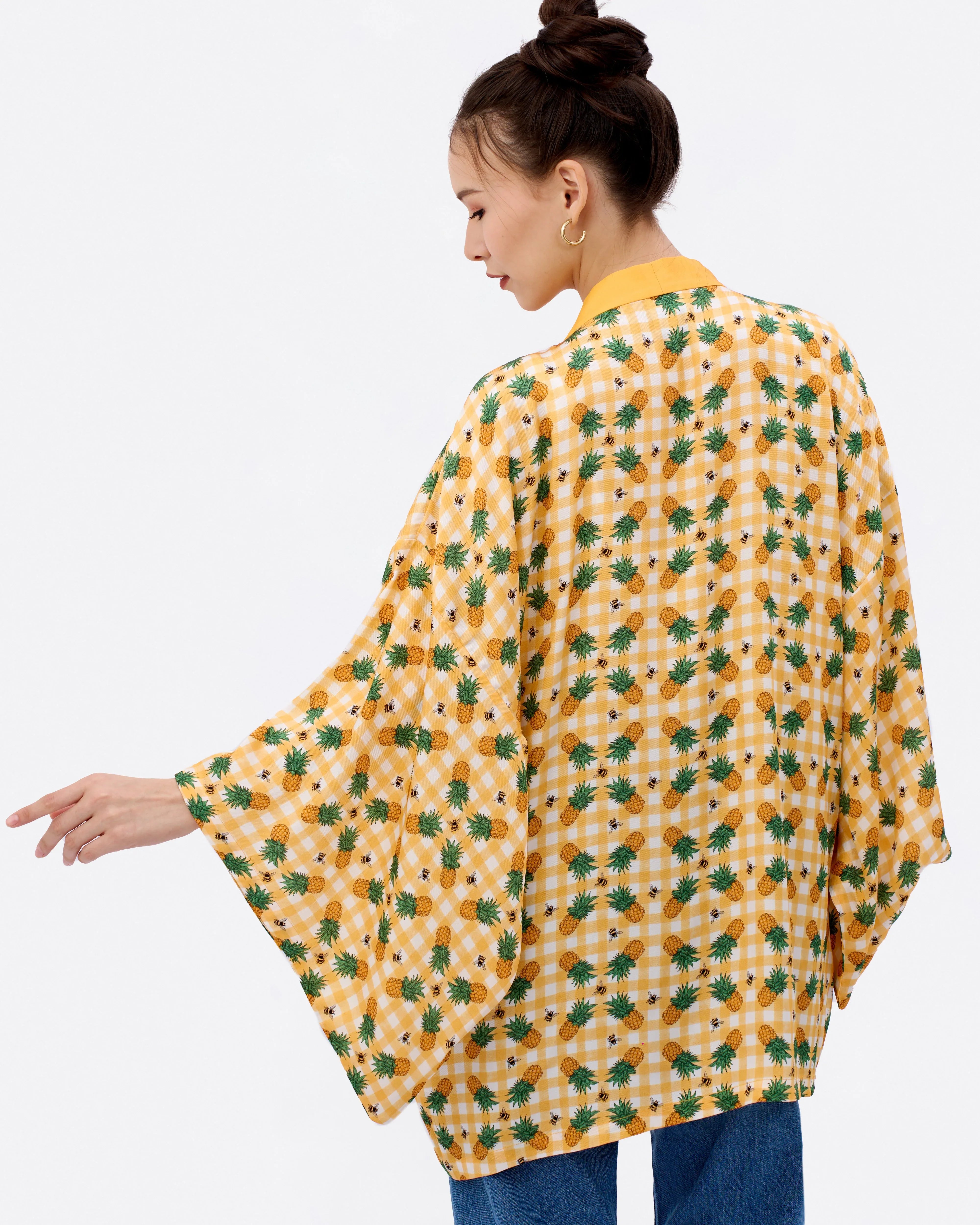 STUDIO QILING | Pineapple Amber Silk Blend Kimono
