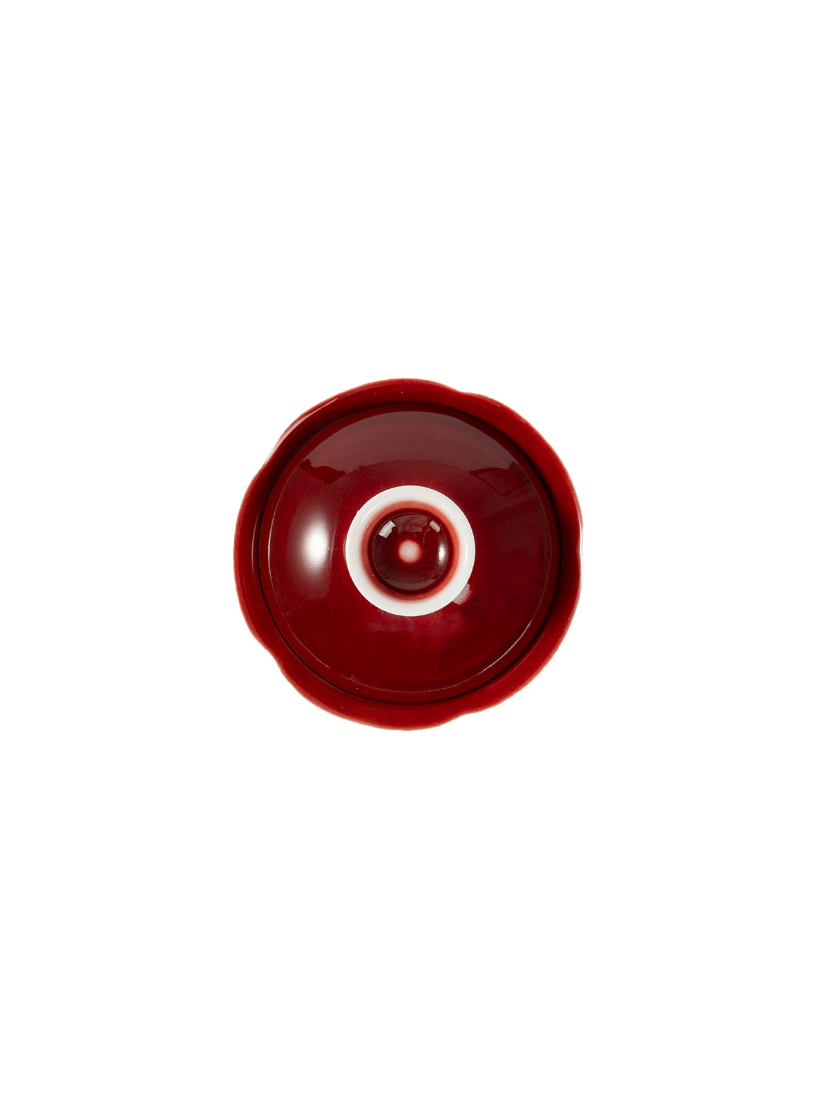 CRAFILAB | Kiln&Changed Cowpea Red & Tall Petal Rim Lidded Bowl