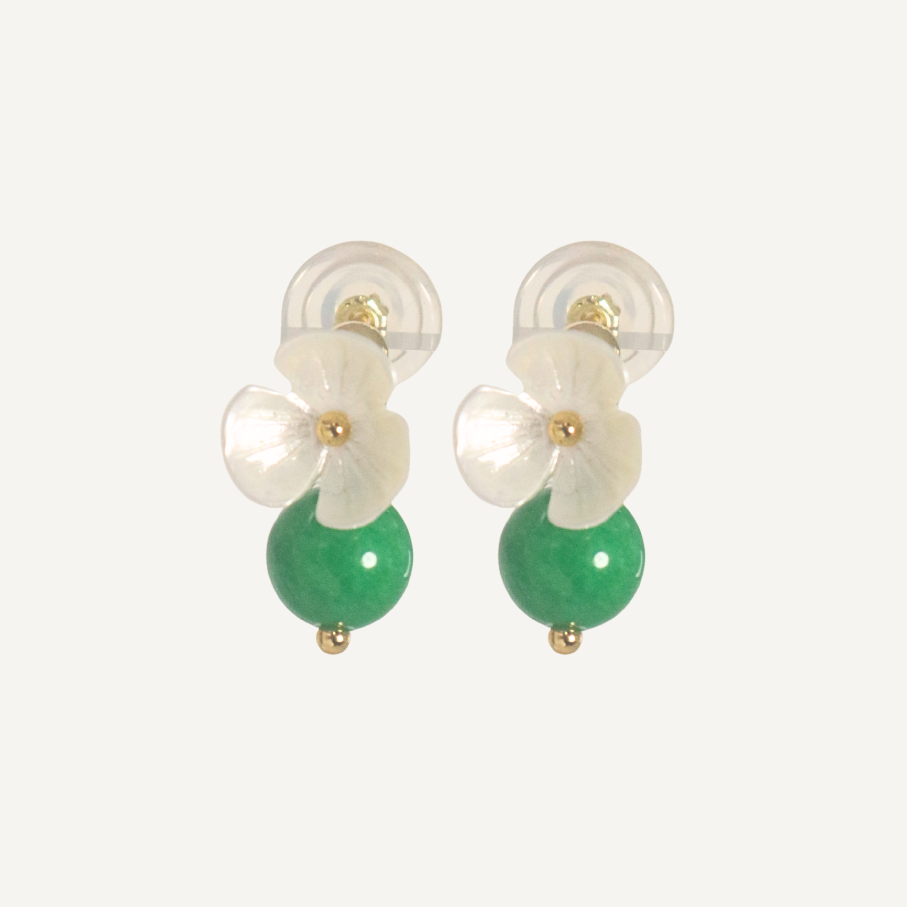 THE ANTECEDANT STORE | E - Floral Series Green Chalcedony Earrings