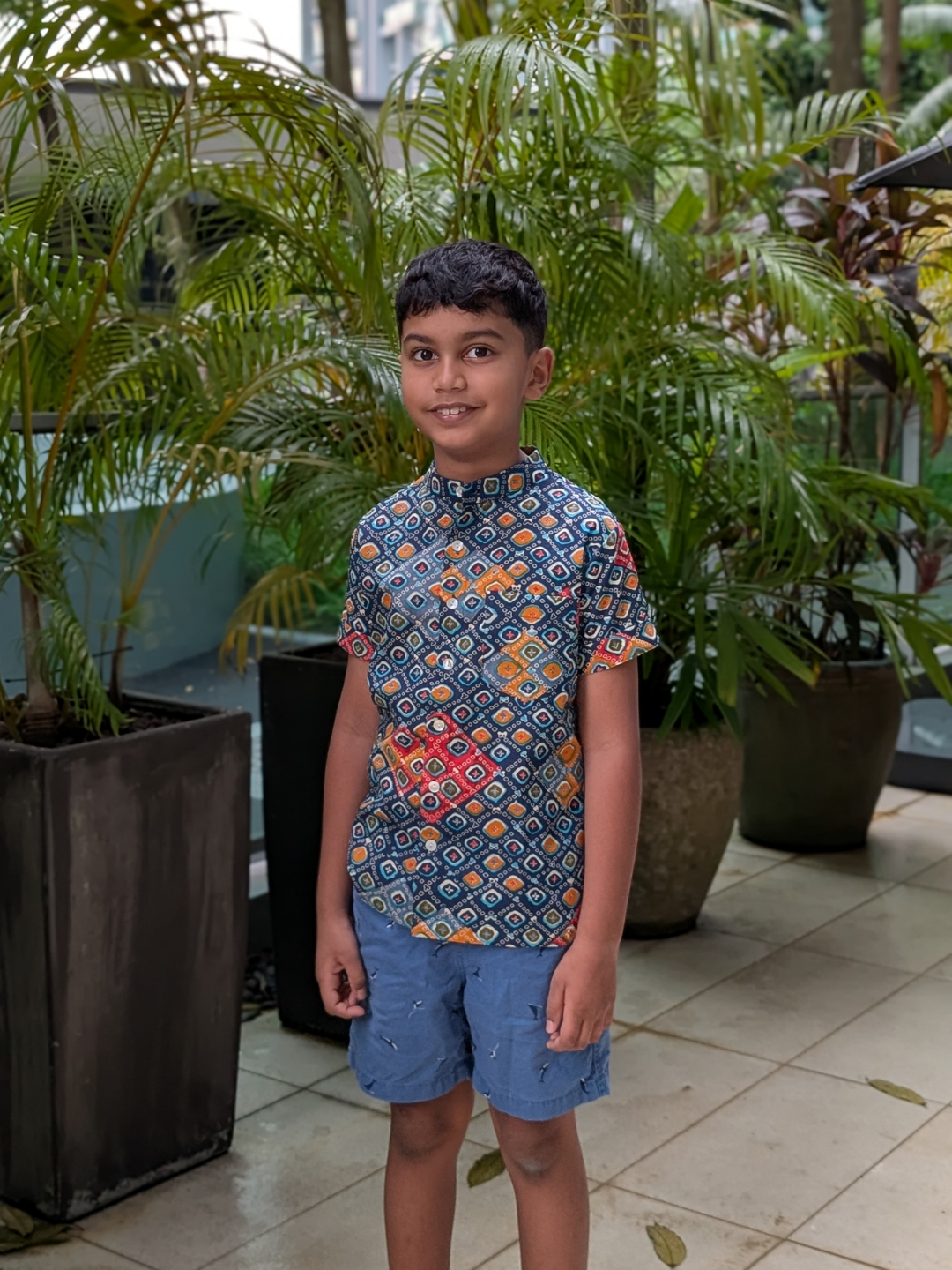 NIMBU | Jade Blue Kids Mandarin Cotton Shirt