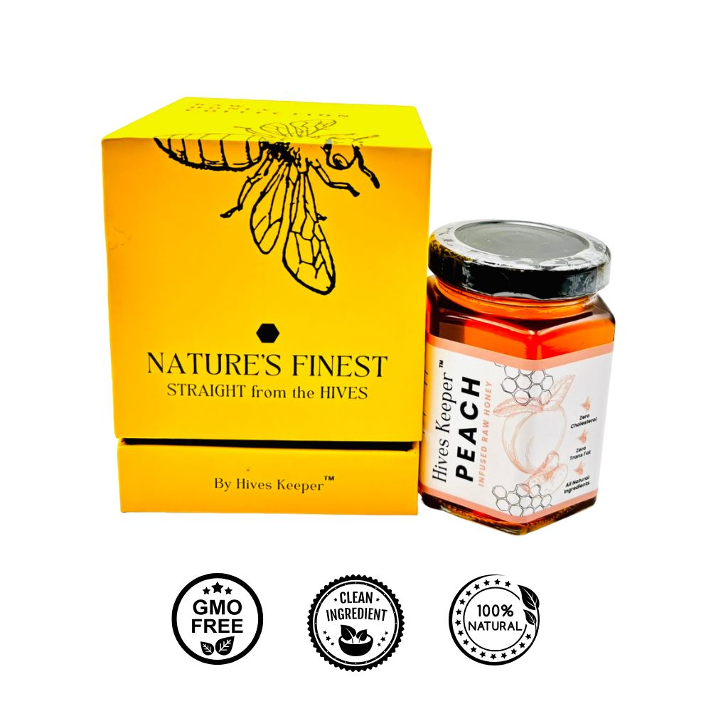 HIVES KEEPER | Infused Raw Honey (with Gift Box) - Peach Infused Raw Honey