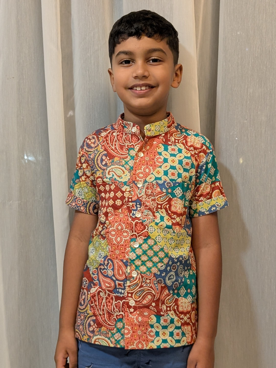 NIMBU | Harmony Multicolor Kids Mandarin Cotton Shirt