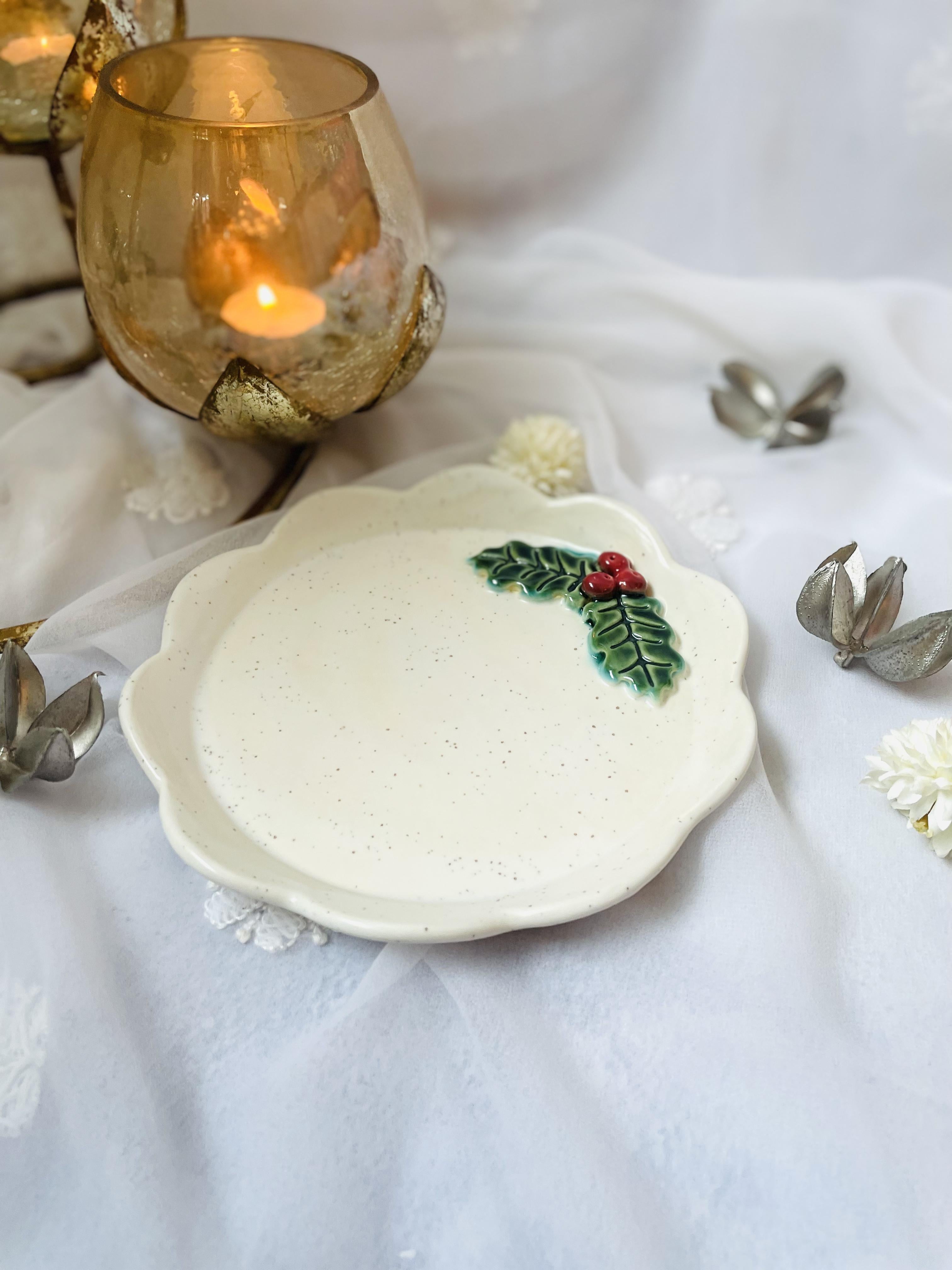 CERAMICS BY JAS | 8. Handmade Ceramic Holly Leaf Plate