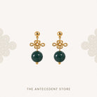 THE ANTECEDENT STORE | Auspicious Ruyi Knot With Green Agate Earrings