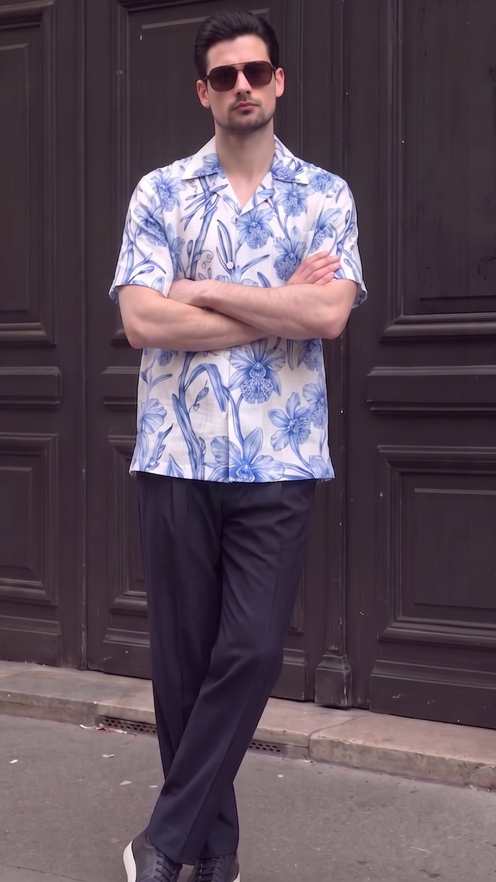 KANZI COLLECTION | Blue Orchid Print Shirt
