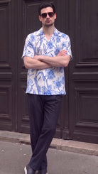 KANZI COLLECTION | Blue Orchid Print Shirt