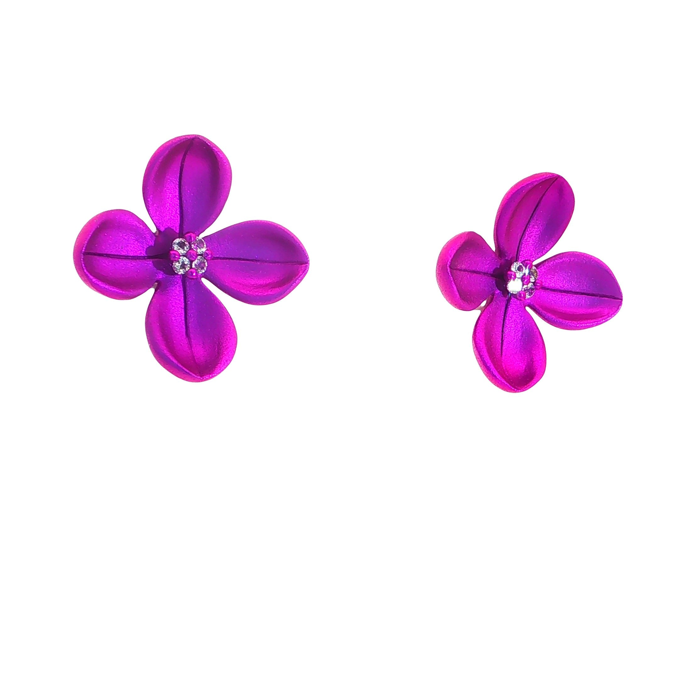 CREATIVE JEWELLERY STUDIO | My Tropical Garden: Artistic Titanium Lilac Botanical Flower Earrings | Tyll Atelier